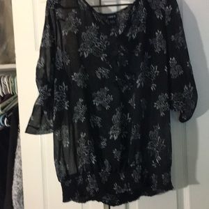 Torrid feminine black and white sheer top 1